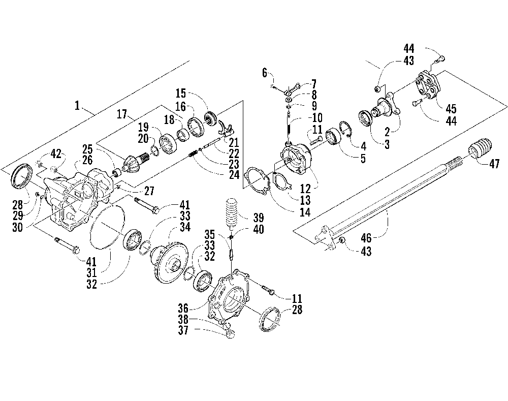 Front drive gearcase assembly