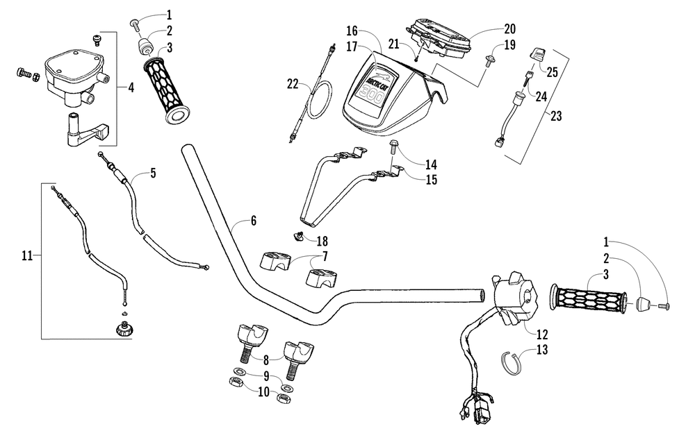 Handlebar instrument pod and control assemblies