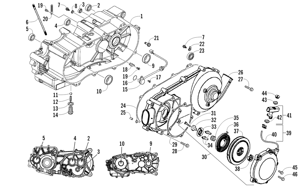 Left crankcase cover and recoil assembly