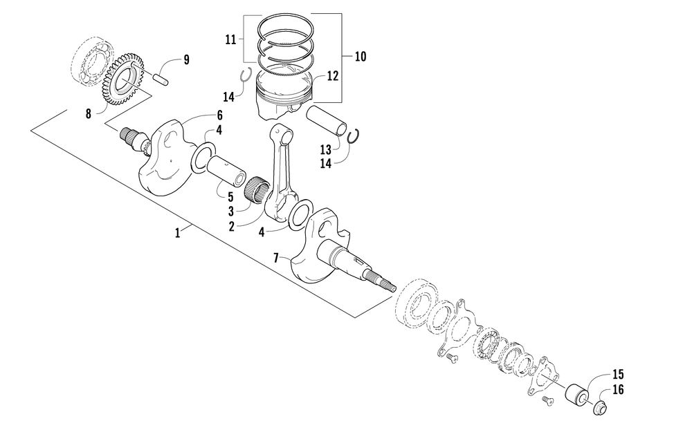 Crankshaft and piston assembly