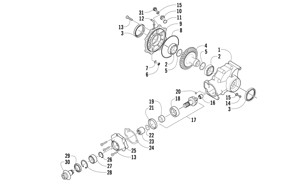 Rear drive gearcase assembly