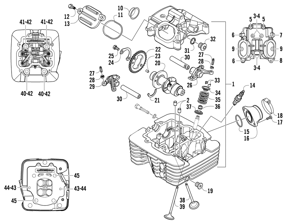 Cylinder head and camshaft_valve assembly