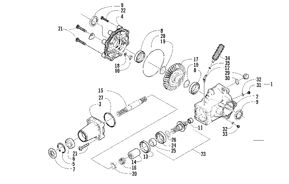 Rear drive gearcase assembly