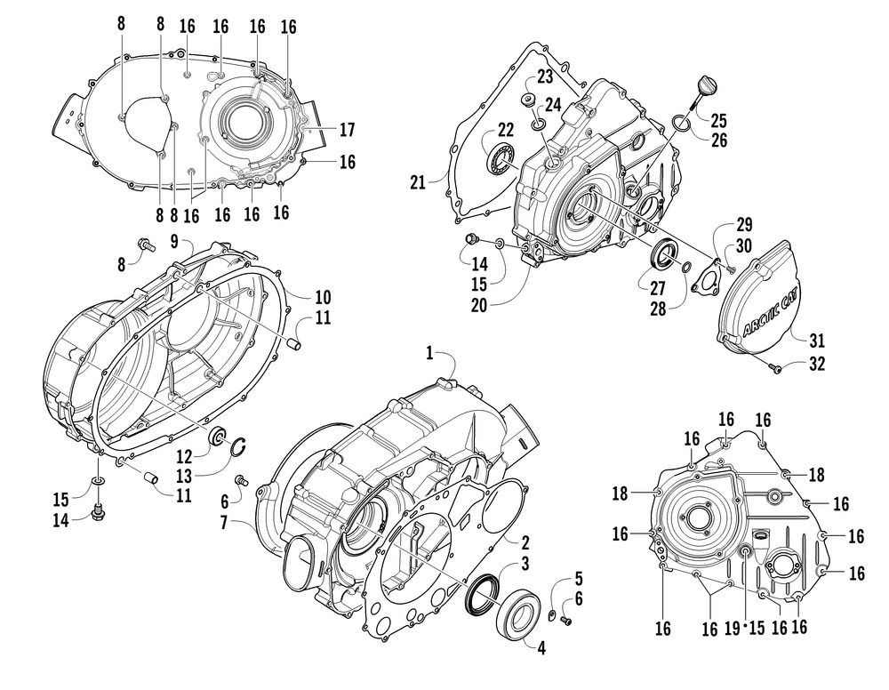 Clutch_v-belt_magneto cover assembly