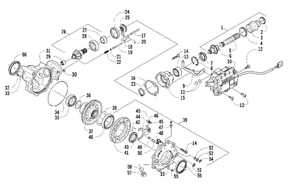 Front drive gearcase assembly