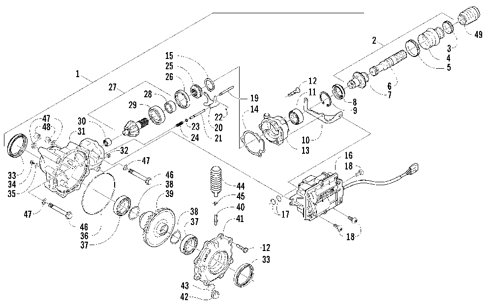 Front drive gearcase assembly