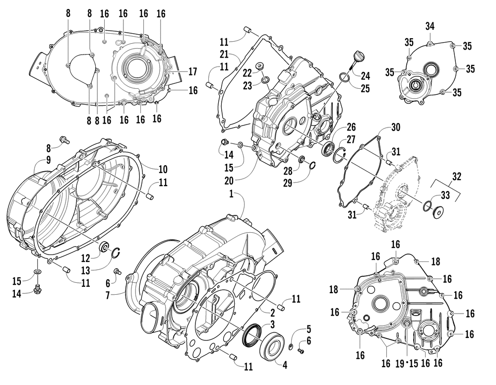 Clutch_drive belt_magneto cover assembly