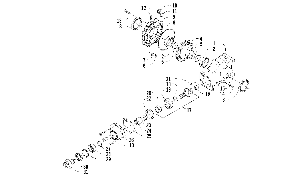 Rear drive gearcase assembly