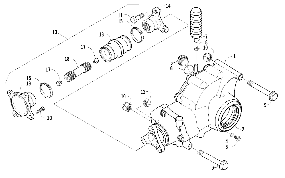 Rear drive gearcase assembly