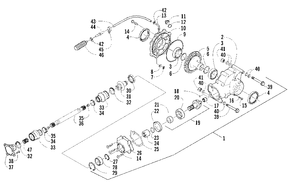 Rear drive gearcase assembly