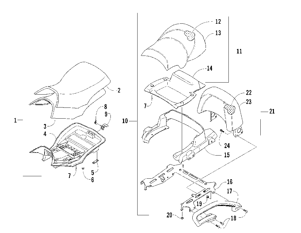 Seat and backrest assembly