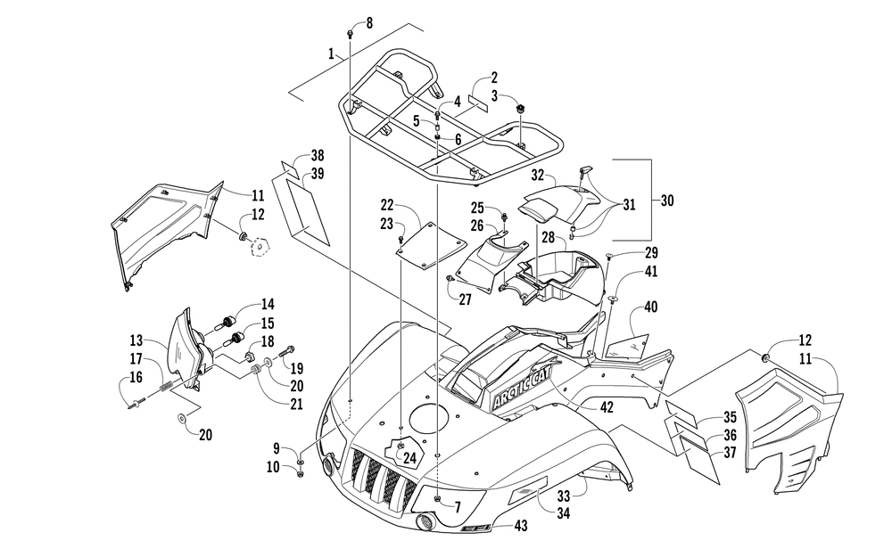 Front rack body panel and headlight assemblies