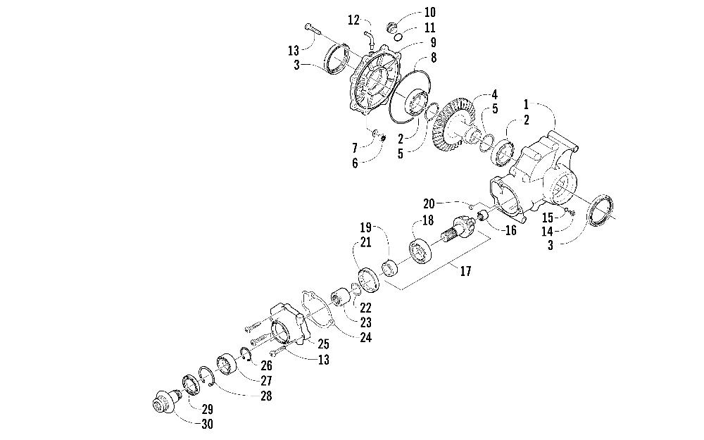 Rear drive gearcase assembly