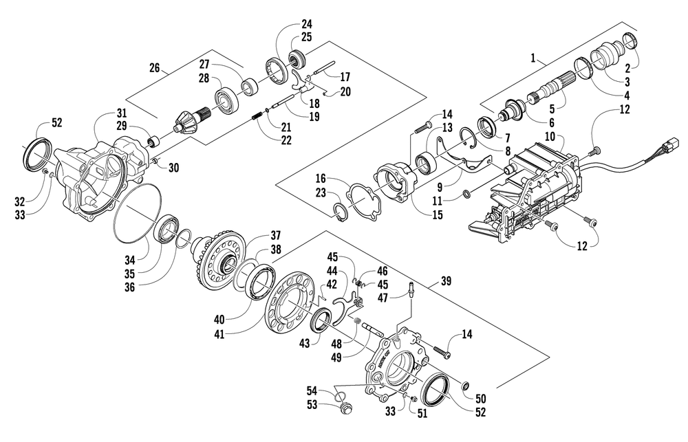 Front drive gearcase assembly