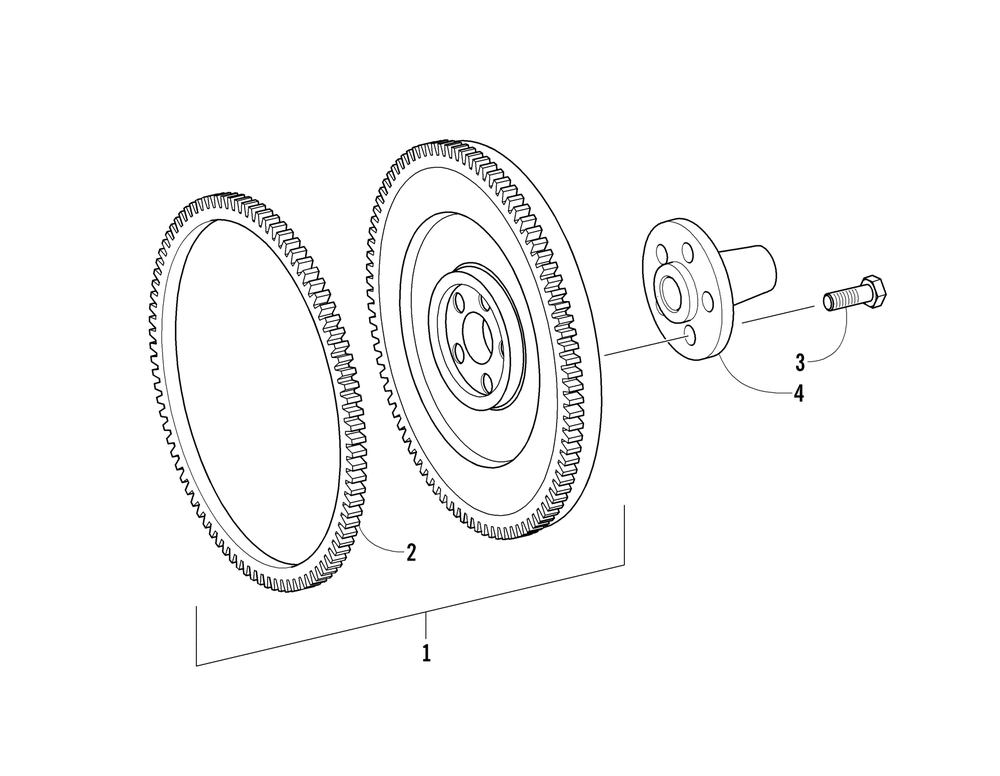 Flywheel and crown gear assembly