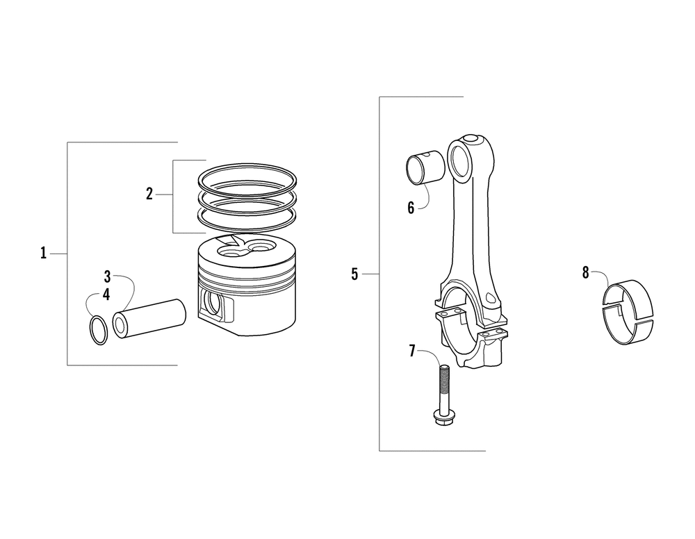 Piston set and connecting rod assembly