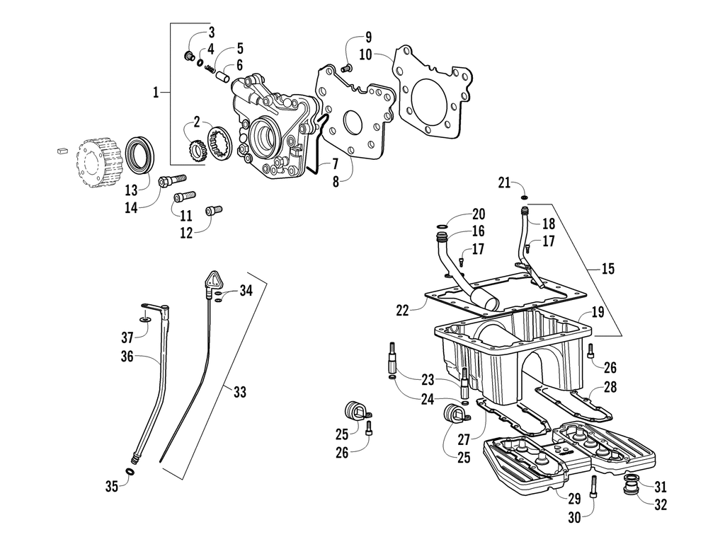 Oil pump and pan assembly