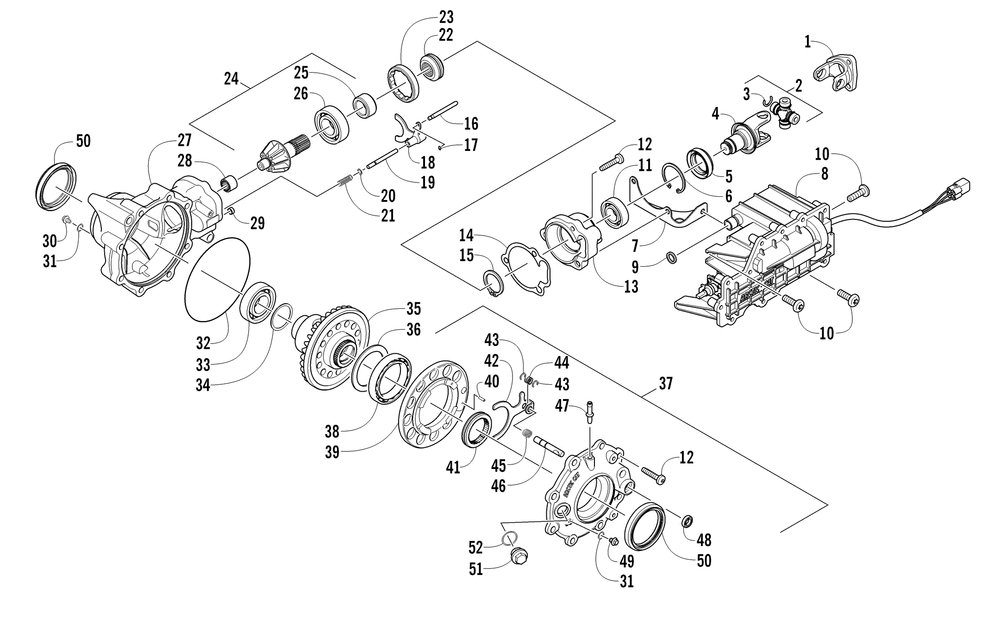 Front drive gearcase assembly