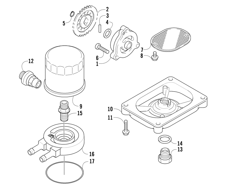 Oil filter_pump assembly (engine serial no. up to 0700a80445999)