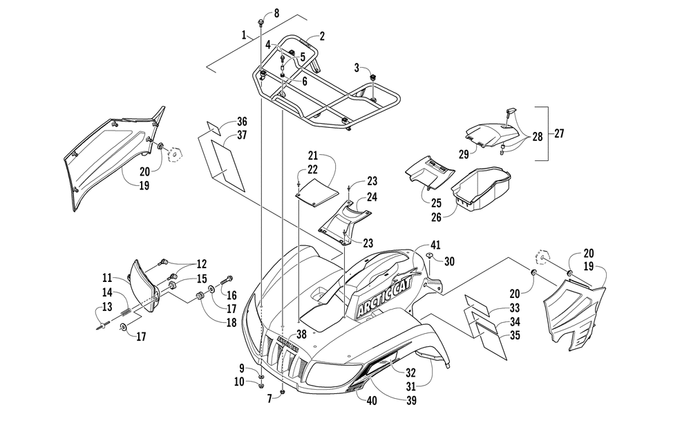 Front rack body panel and headlight assemblies