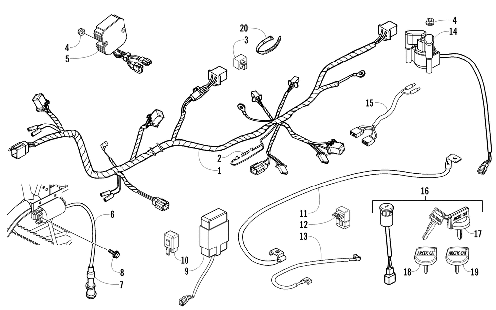 Electrical and wiring harness assembly