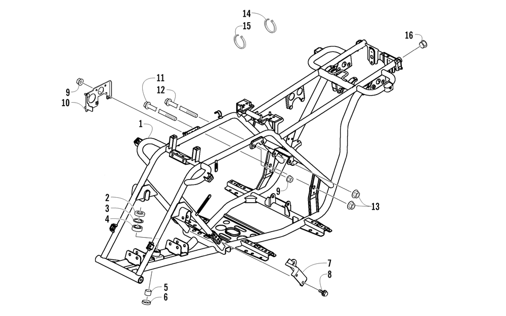 Frame and related parts assembly