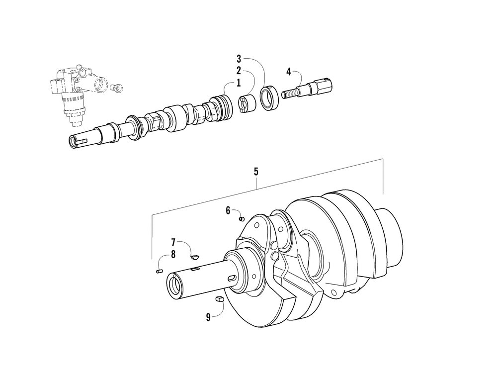 Crankshaft and camshaft assemblies