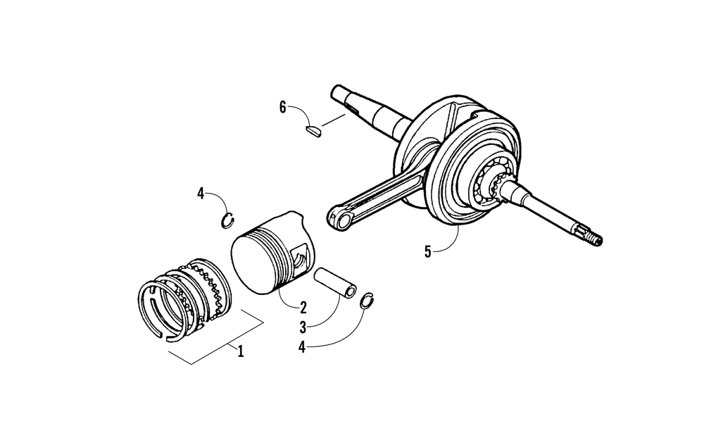 Piston and crankshaft assembly