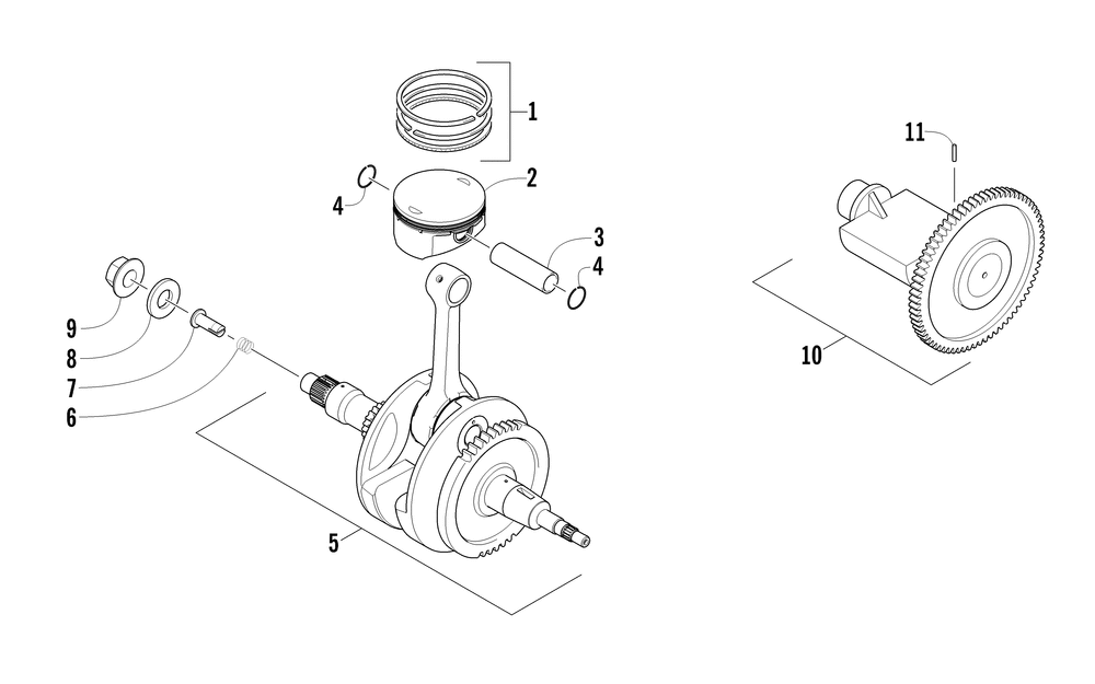 Piston and crankshaft assembly