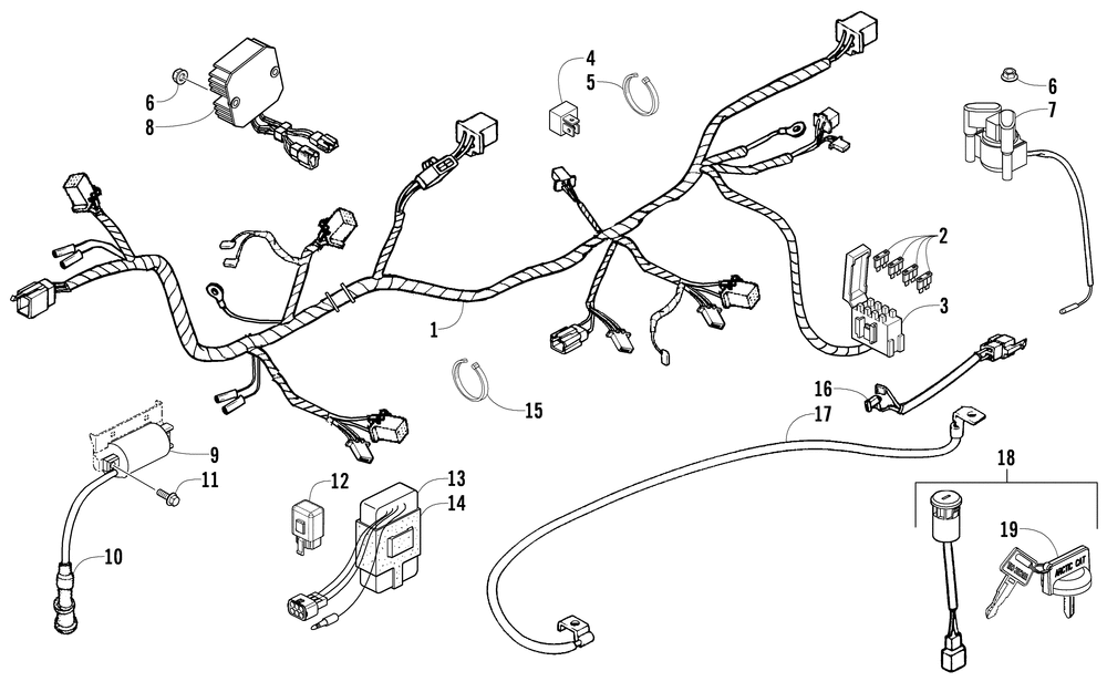 Electrical and wiring harness assembly