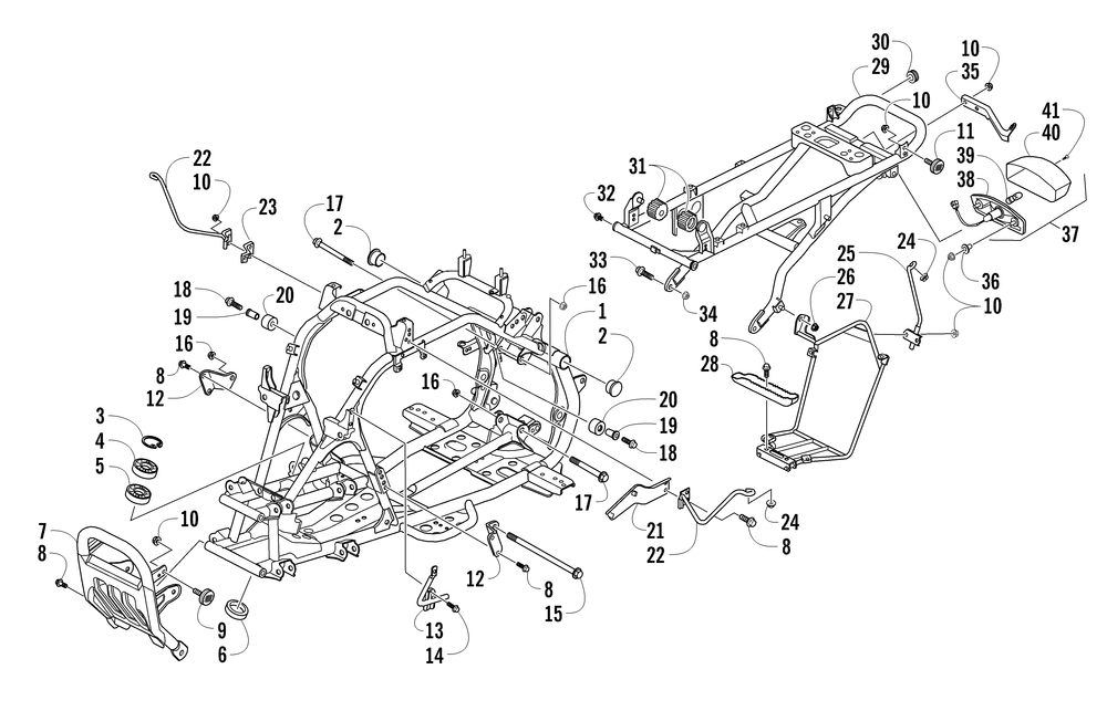 Frame taillight and related parts assembly