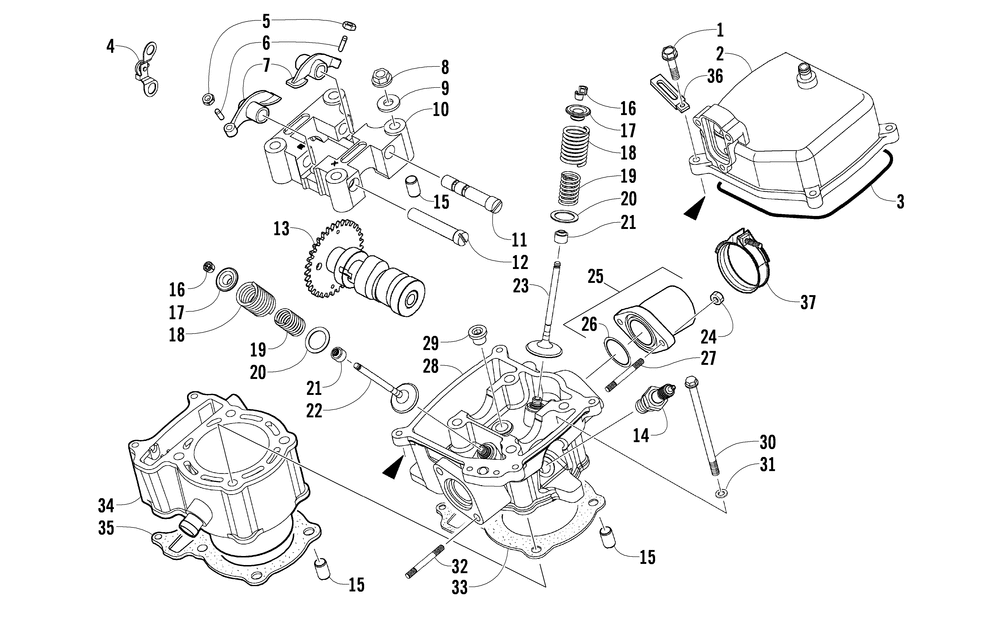 Cylinder head and camshaft_valve assembly