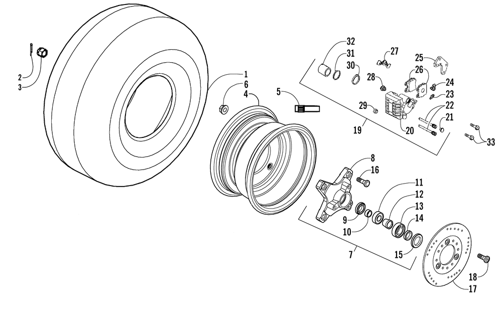 Front wheels and brake assembly