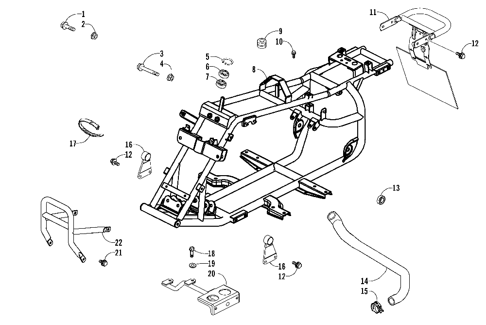 Frame and related parts assembly
