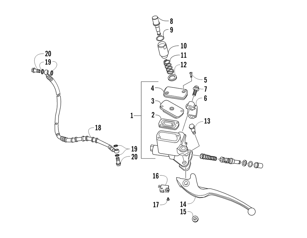 Hydraulic hand brake assembly