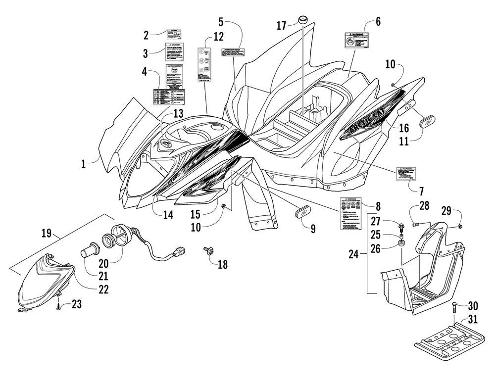 Body panel and headlight assembly