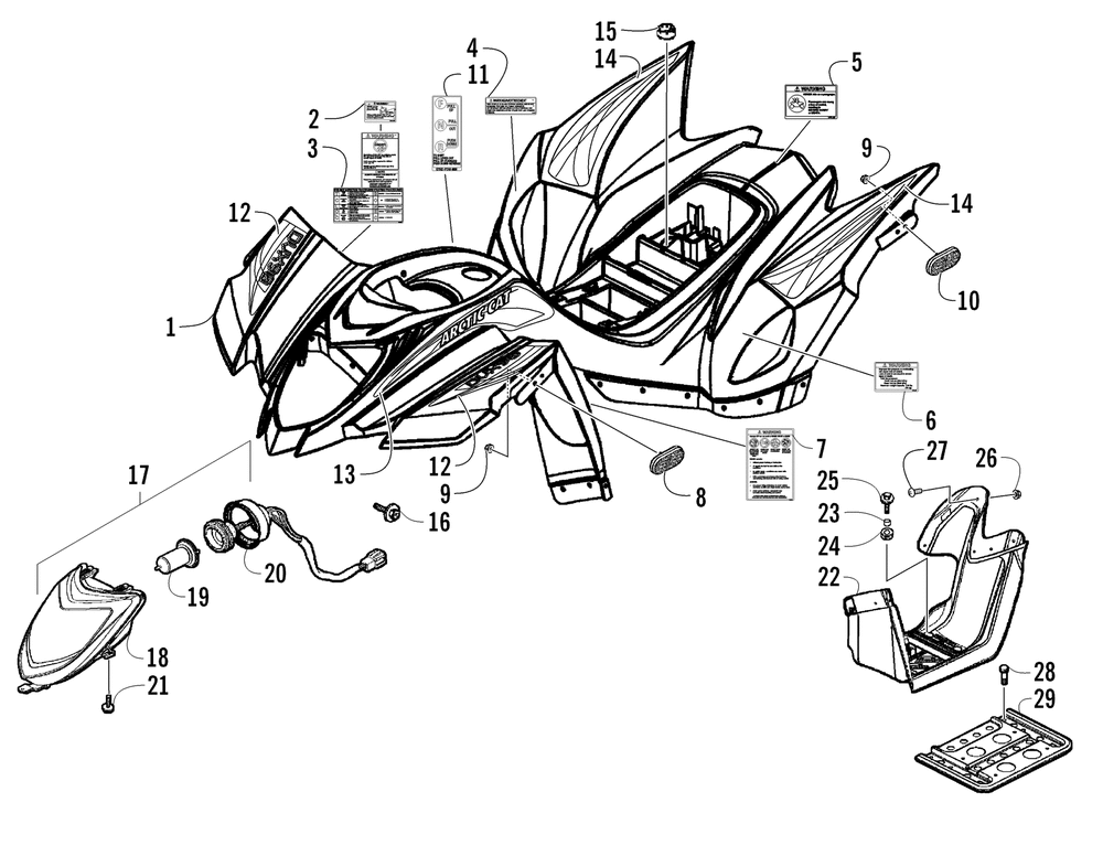 Body panel and headlight assembly