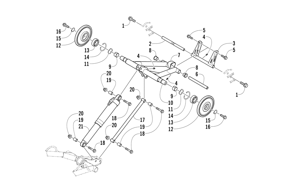 Rear suspension rear arm assembly