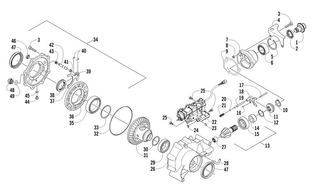 Front drive gearcase assembly