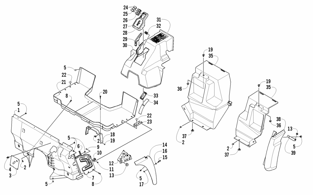 Console and floor panel assembly