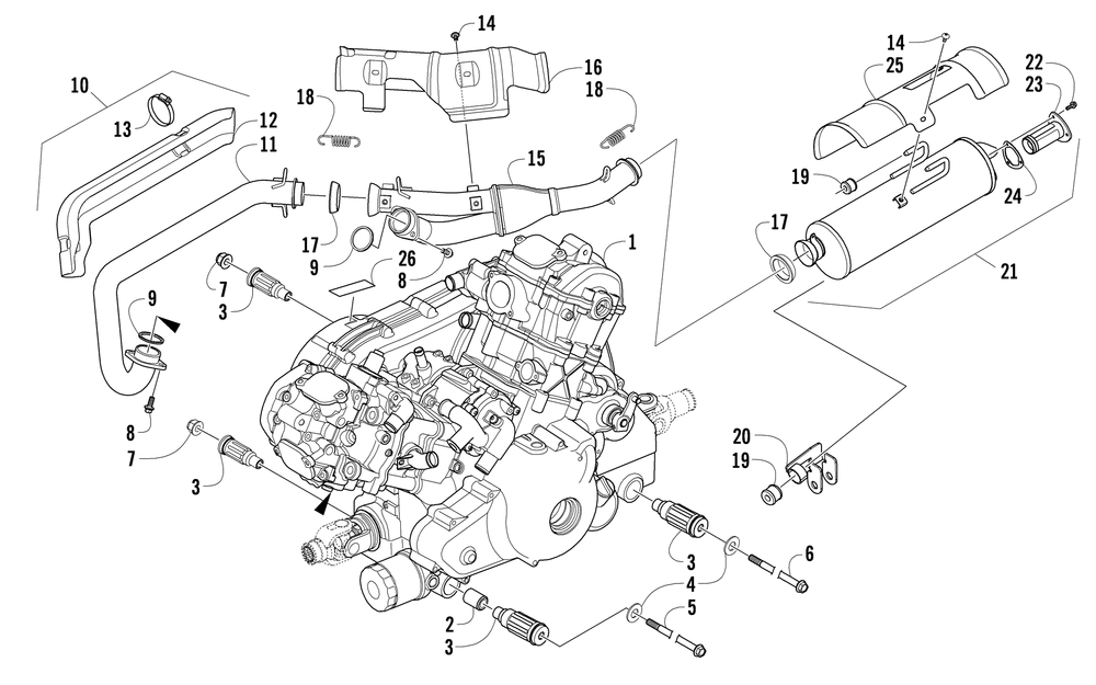 Engine and exhaust