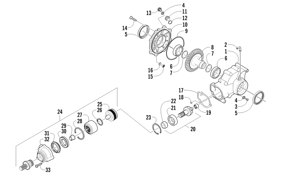 Rear drive gearcase assembly