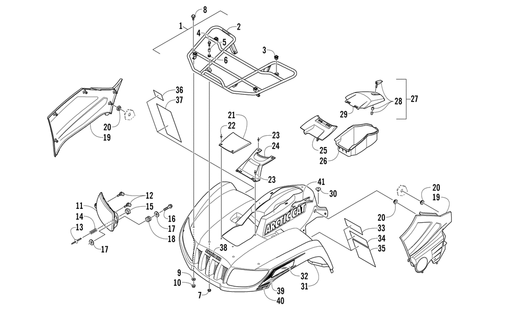 Front rack body panel and headlight assemblies