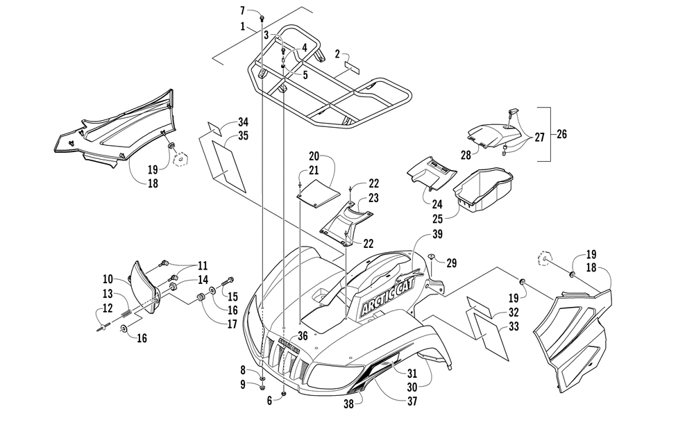 Front rack body panel and headlight assemblies