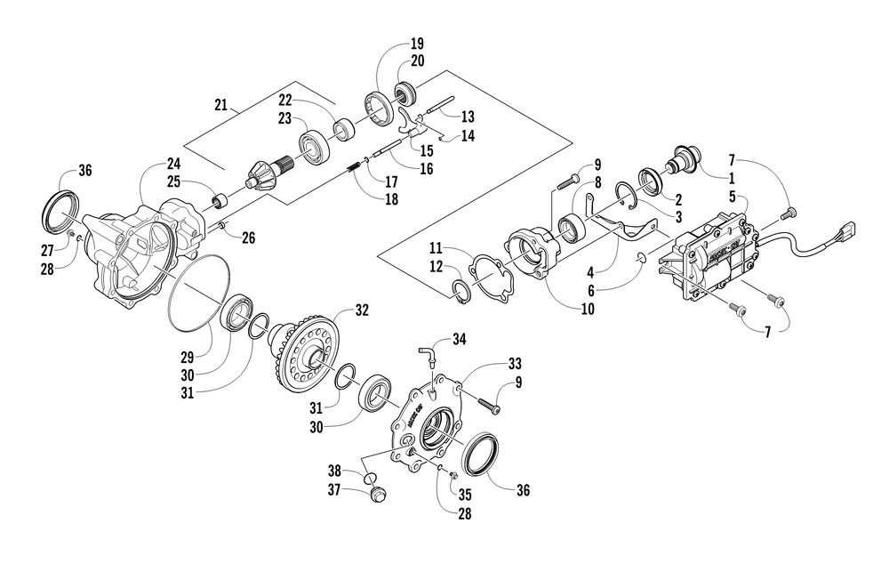 Front drive gearcase assembly