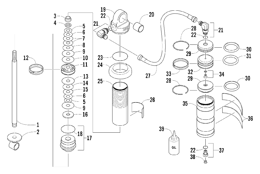 Rear suspension front arm shock absorber