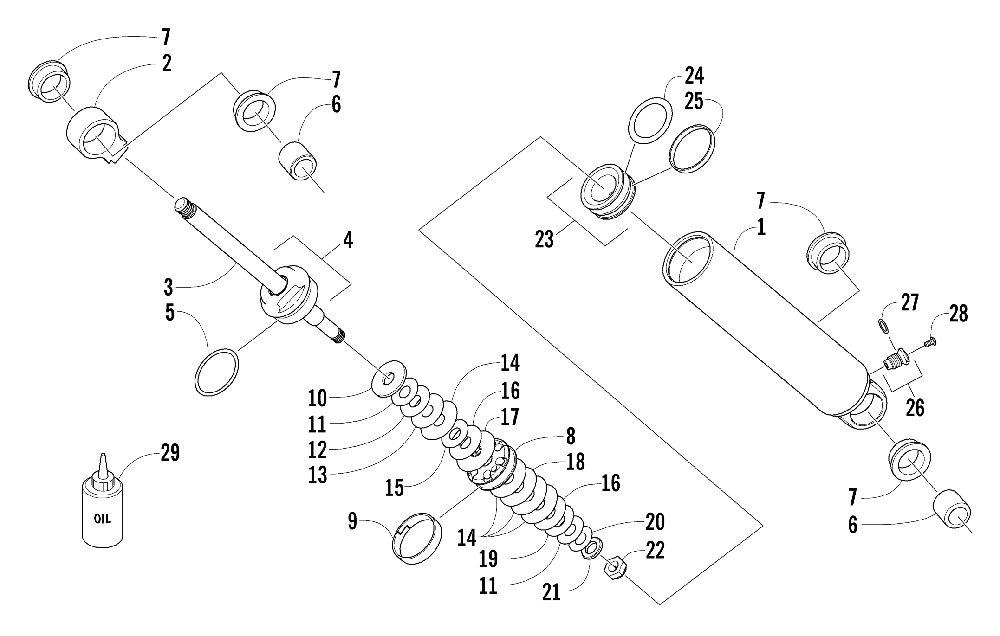 Rear suspension rear arm shock absorber