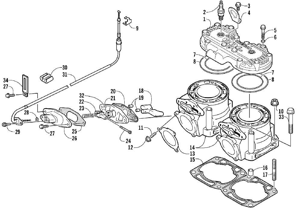 Cylinder and head assembly