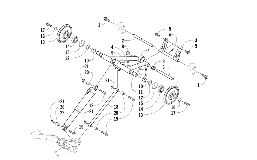 Rear suspension rear arm assembly