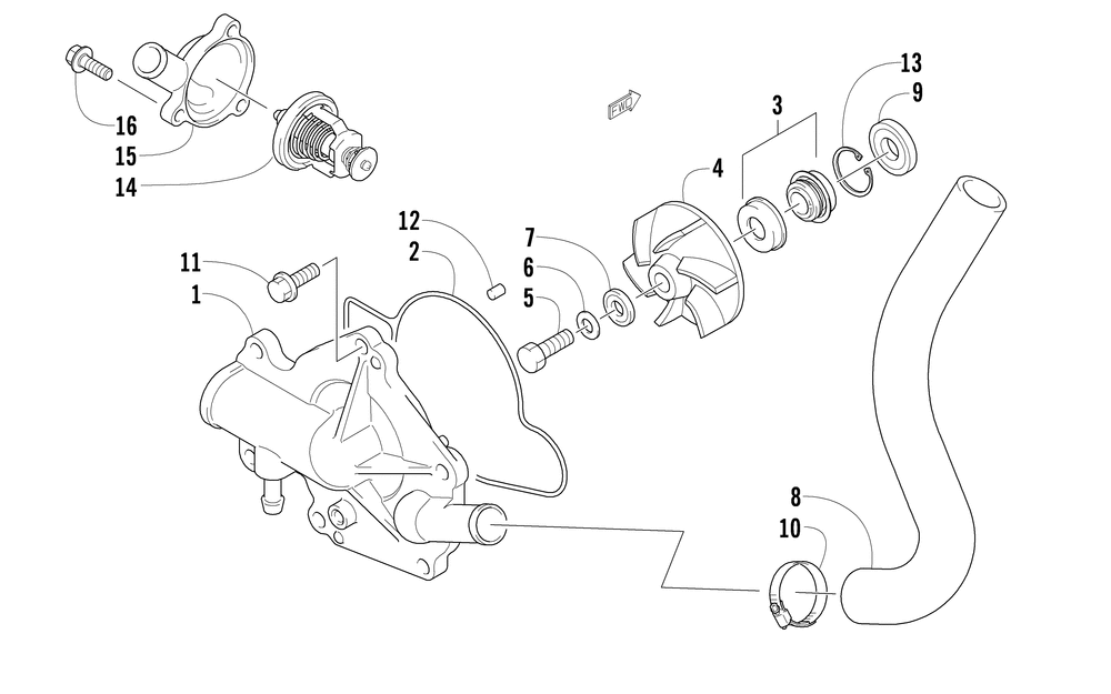 Water pump and thermostat